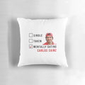 Colorful pillow featuring the name and race number of Formula 1 driver Carlos Sainz