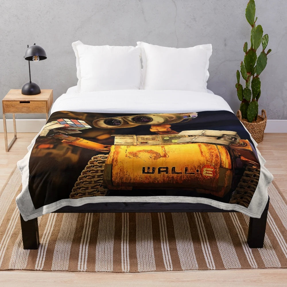 Colorful cartoon animation Wall-E themed plush blanket