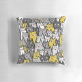 Stylish throw pillow featuring a group of playful cats in a colorful, fun design.