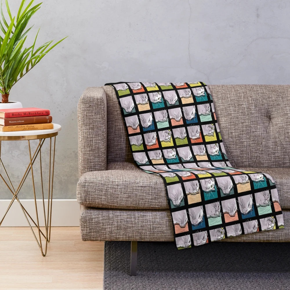 Colorful plush blanket featuring a cat vibing to music, a popular internet meme