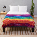 Colorful plush blanket featuring rainbow chakra art design