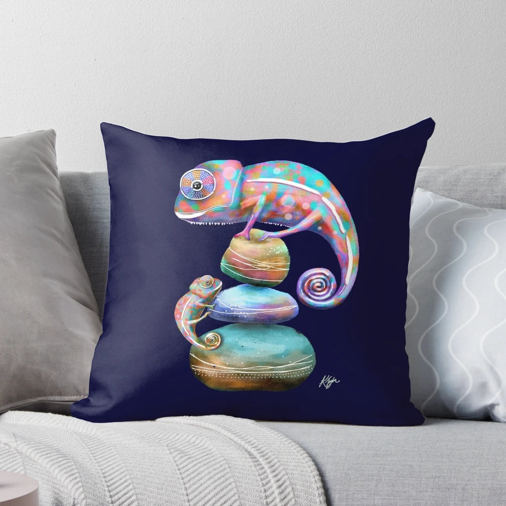 Colorful chameleon pillow for decorating your home with a touch of nature