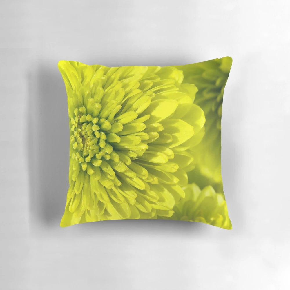 Chartreuse green floral decorative throw pillow