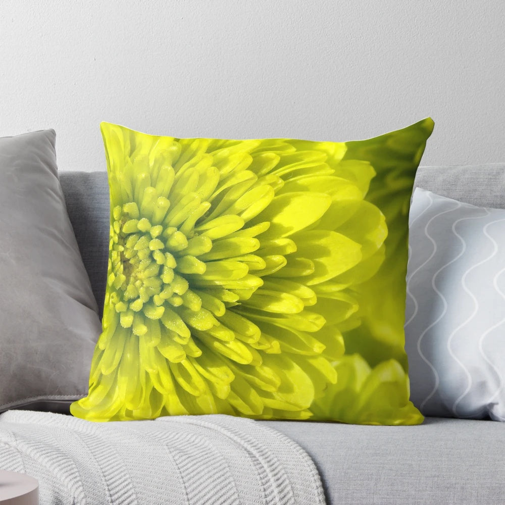 Chartreuse green floral decorative throw pillow