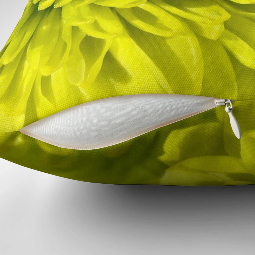 Chartreuse green floral decorative throw pillow