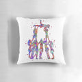 Colorful watercolor illustration of cheerleader girls on a pillow