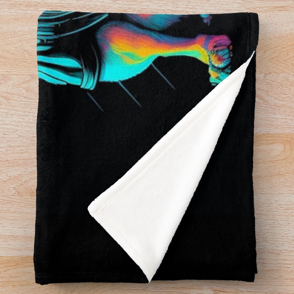 Colorful and cool Chihuahua plush blanket with pop art and retro wave design