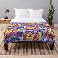 Cinematic plush blanket with trippy, psychedelic design