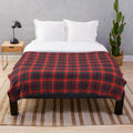 Clan Fraser of Lovat tartan plush blanket with bright red and vintage heritage pattern