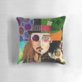 Colorful collage of Johnny Depp's most beloved movie characters on a soft pillow