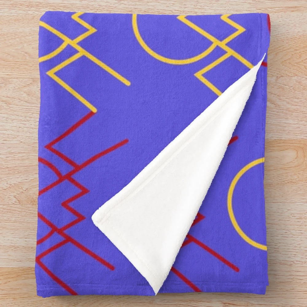 Colorful plush blanket with a Colombian mountain landscape pattern
