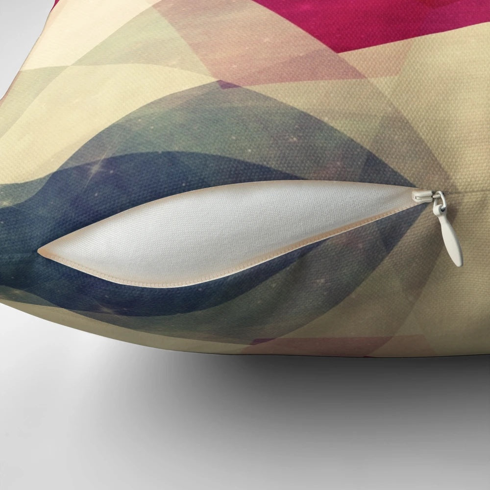 Colorful modern geometric throw pillow with a sky and star design