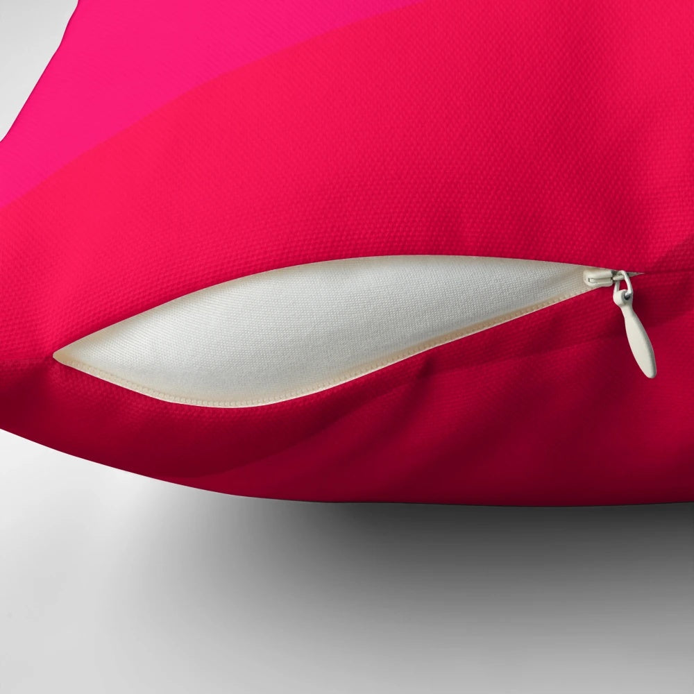 Vibrant pink and orange color block design abstract art pillow