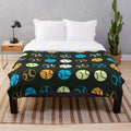 Colorful plush blanket featuring a gradient pattern of baseball icons