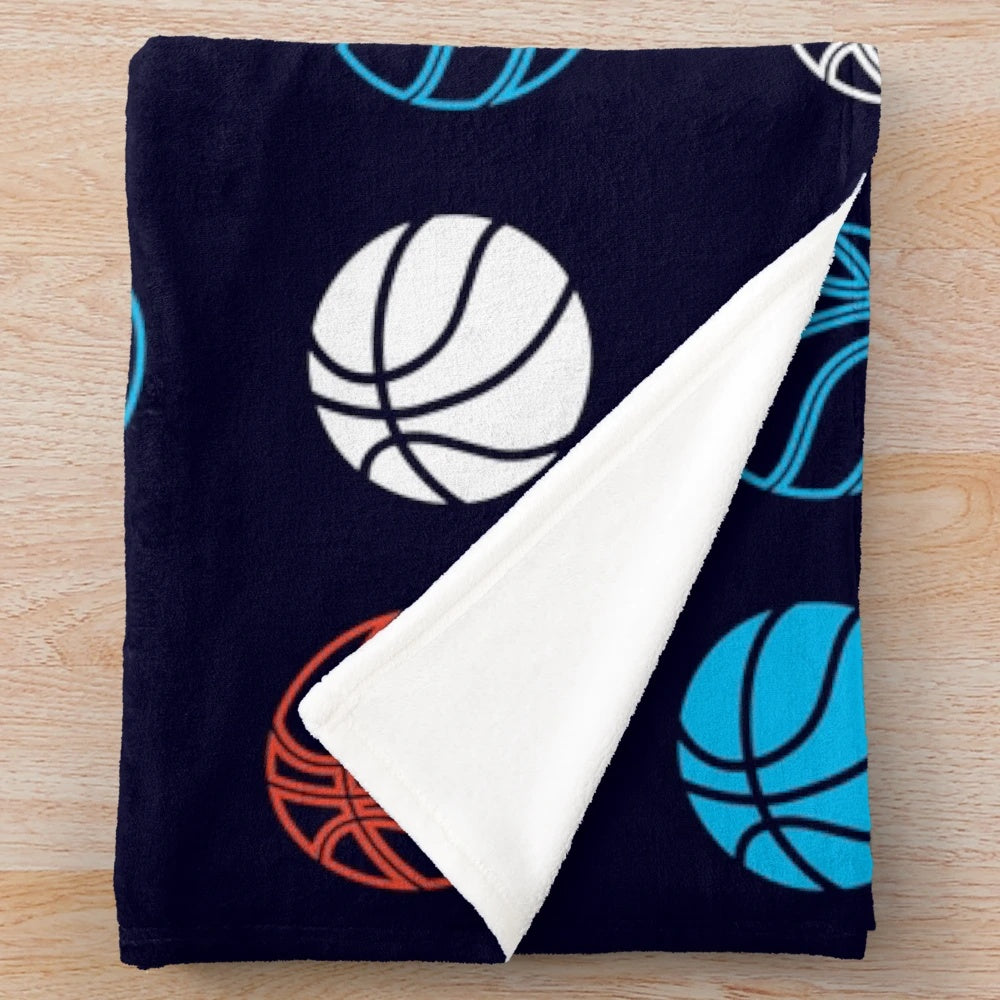Colorful plush basketball pattern blanket