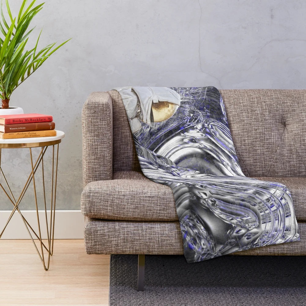 Colorful abstract plush blanket with retro floral design