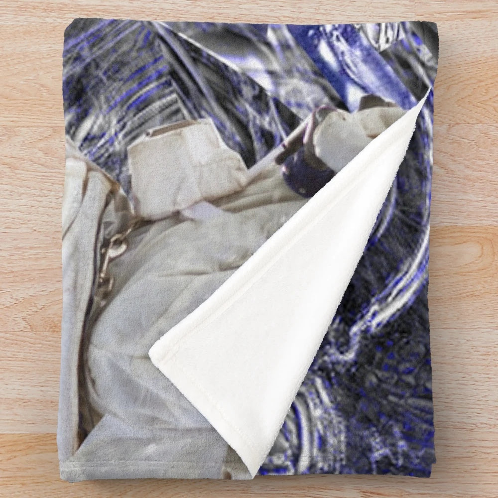Colorful abstract plush blanket with retro floral design