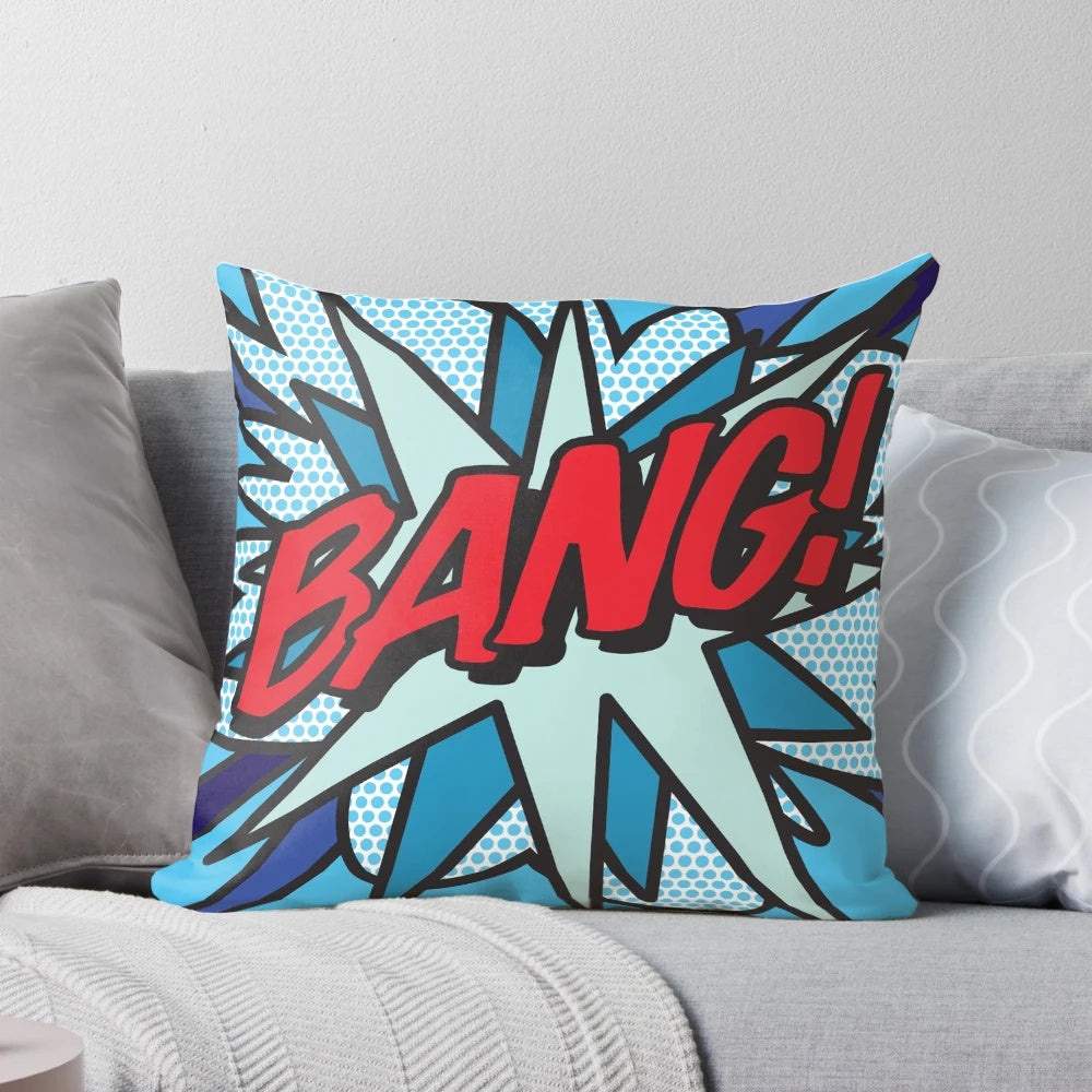 Colorful and eye-catching comic book pop art design pillow