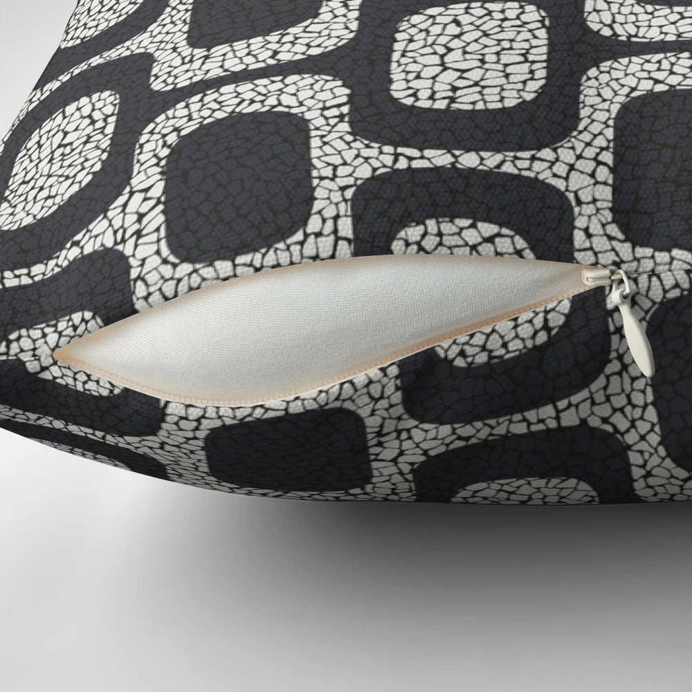 Colorful Ipanema Sidewalk Pillow showcasing the iconic Copacabana Beach in Rio de Janeiro, Brazil