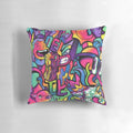 Colorful doodle art pillow featuring Copic marker design