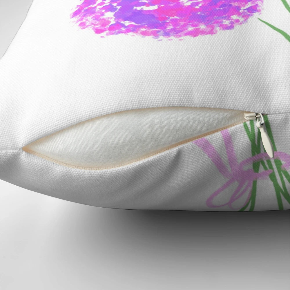 A vibrant and colorful flower bouquet pillow featuring a coquette aesthetic with a pink bow.