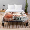 Plush blanket featuring a vibrant collage of western and cowgirl-inspired artwork