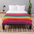 Colorful crochet rainbow plush blanket