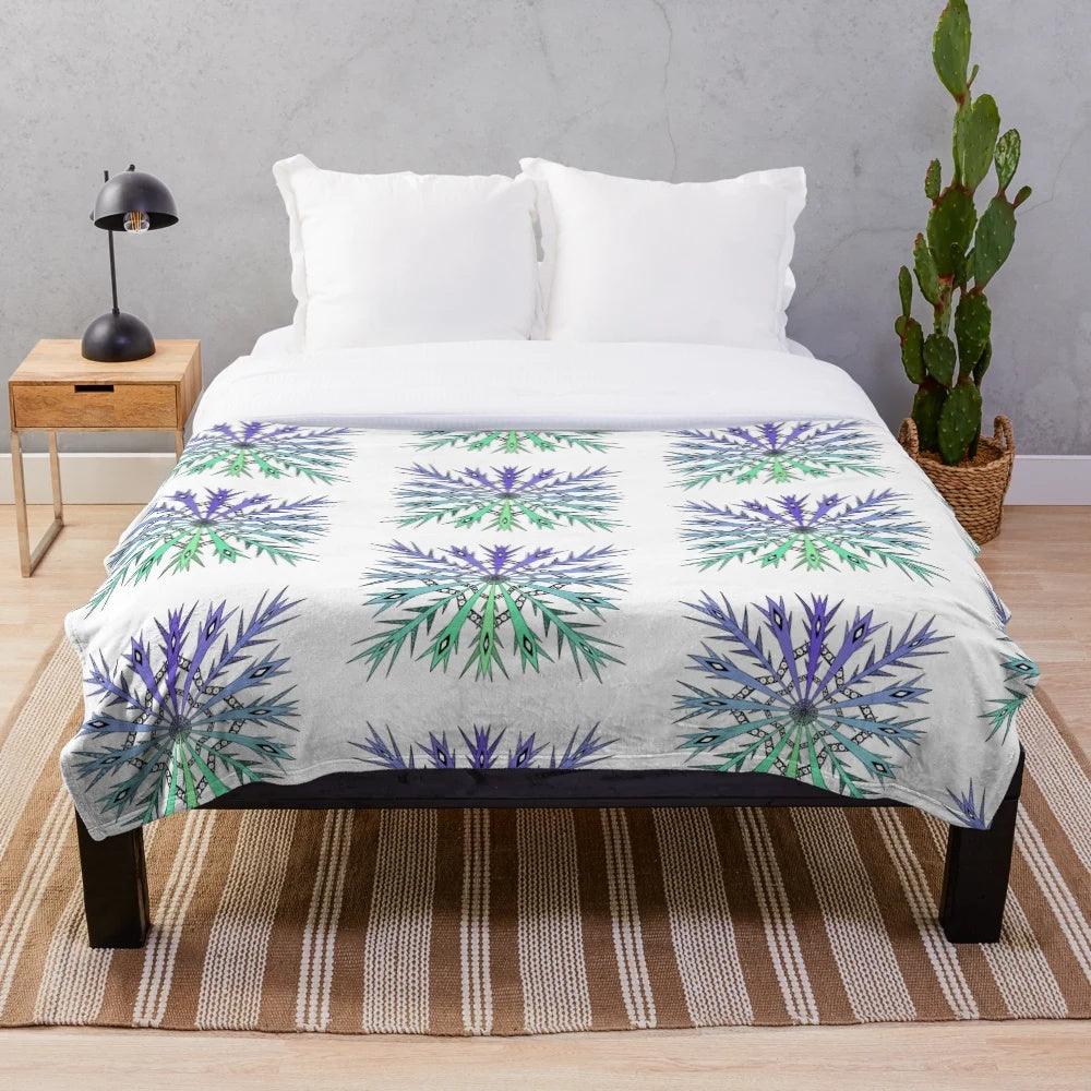 Plush blanket with a vibrant crystal zentangle gradient design