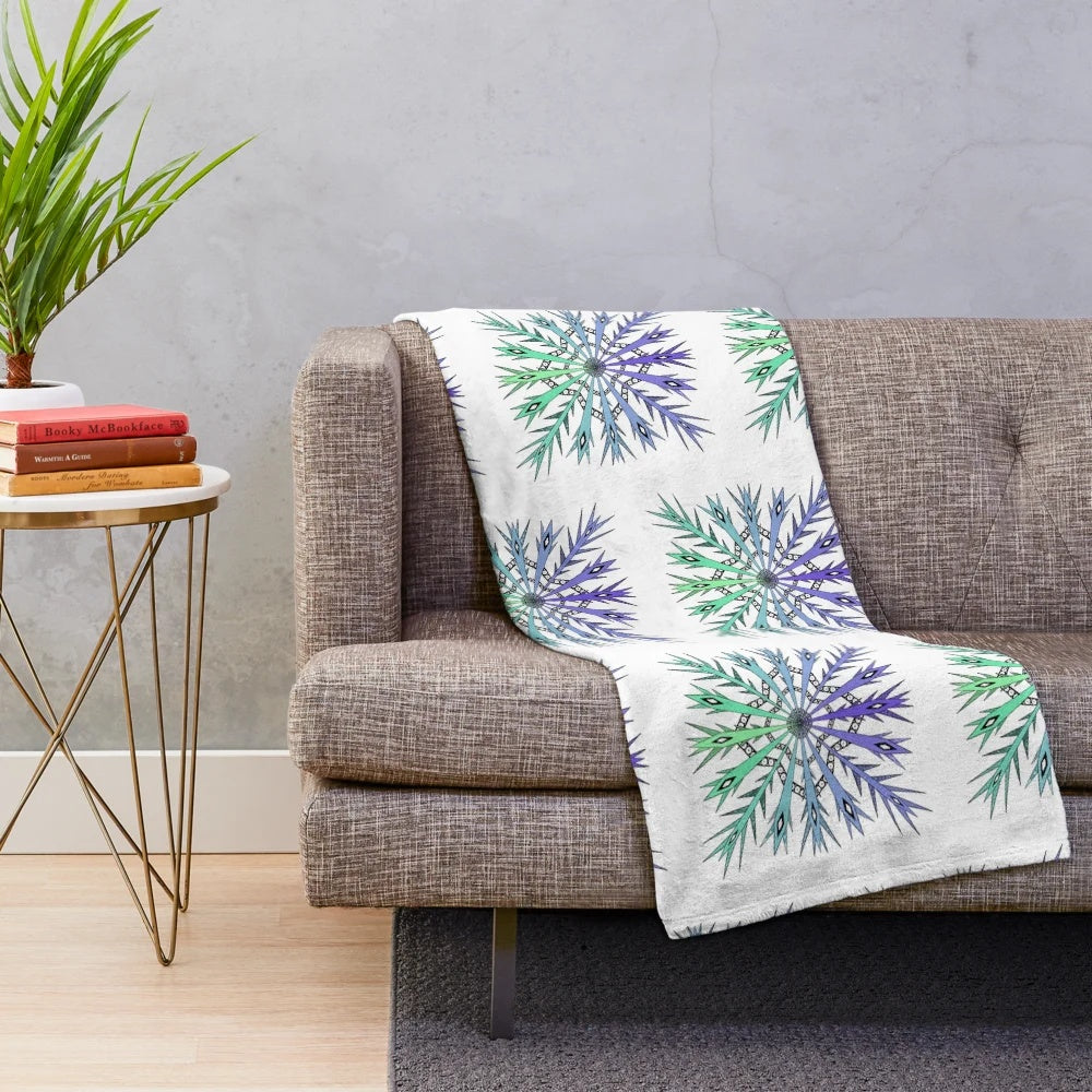 Plush blanket with a vibrant crystal zentangle gradient design