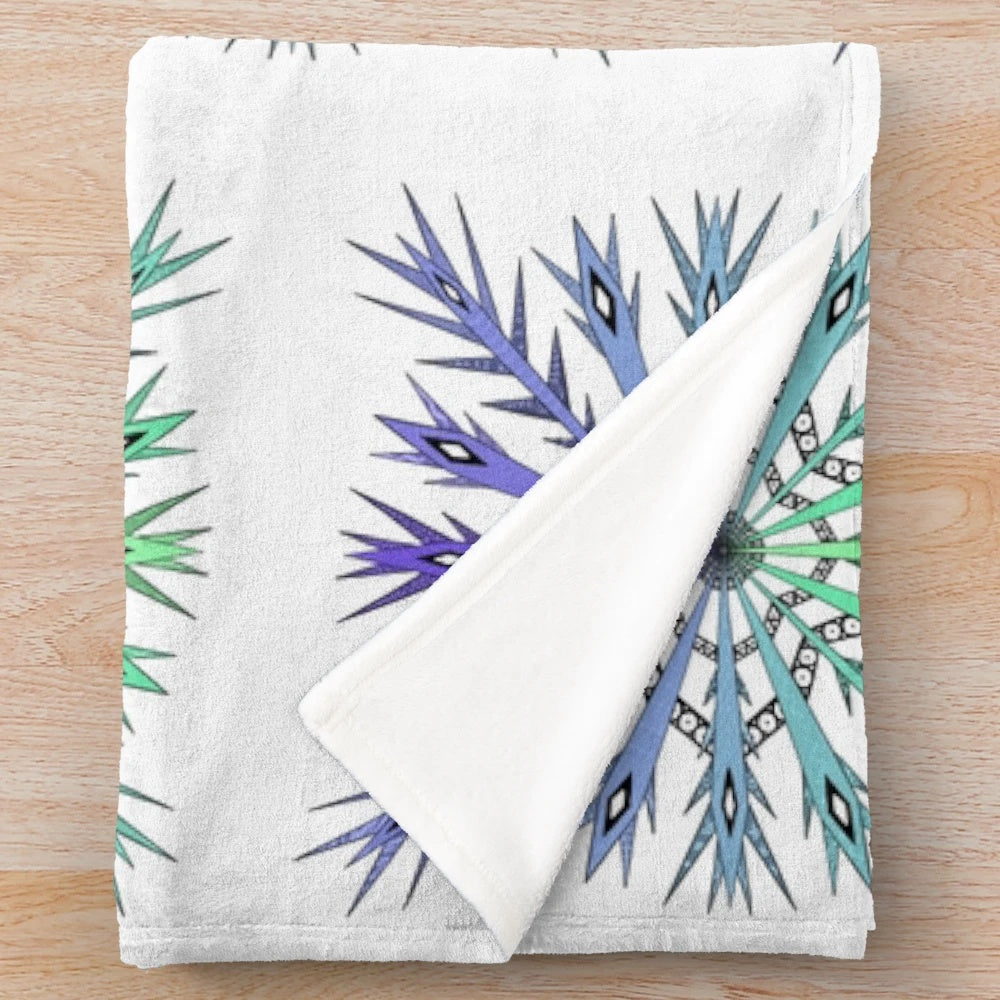 Plush blanket with a vibrant crystal zentangle gradient design