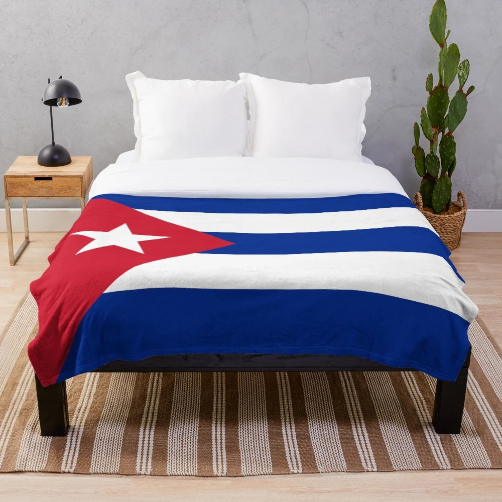 Cozy plush blanket featuring the vibrant colors of the Cuban flag