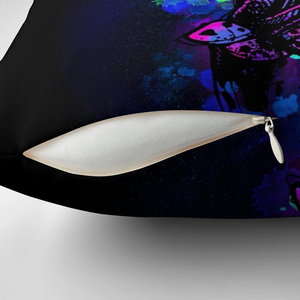 Colorful psychedelic mushroom pillow for a trippy, neon decor