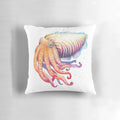Colorful cuttlefish illustration printed on a soft, plush pillow