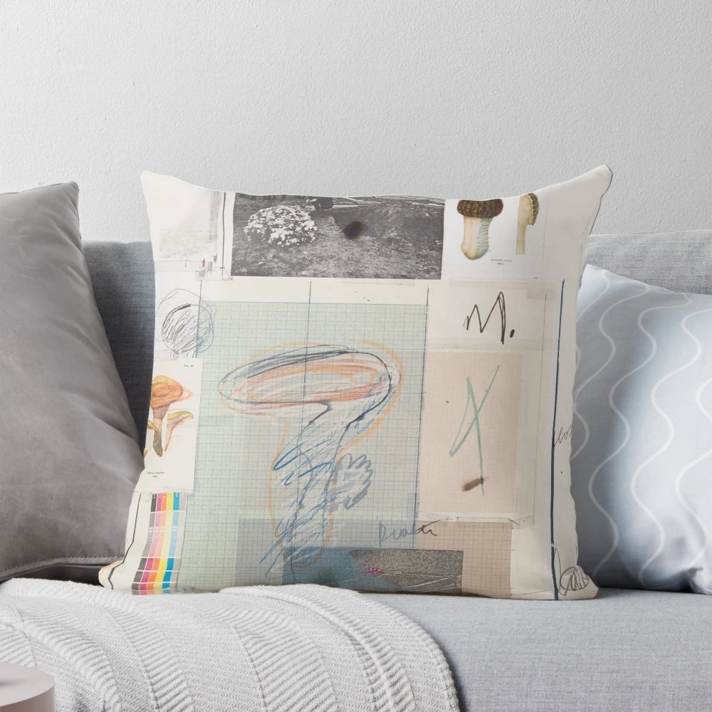 Vibrant throw pillow featuring Cy Twombly-style abstract art design in bold, harmonious colors.