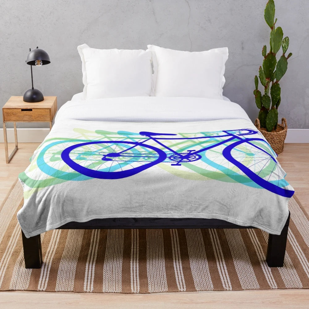 Cycling inspired plush blanket with vibrant 3D color design