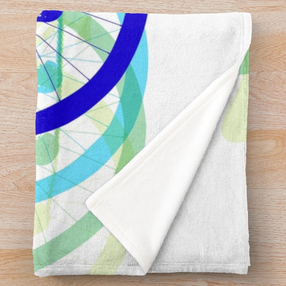 Cycling inspired plush blanket with vibrant 3D color design