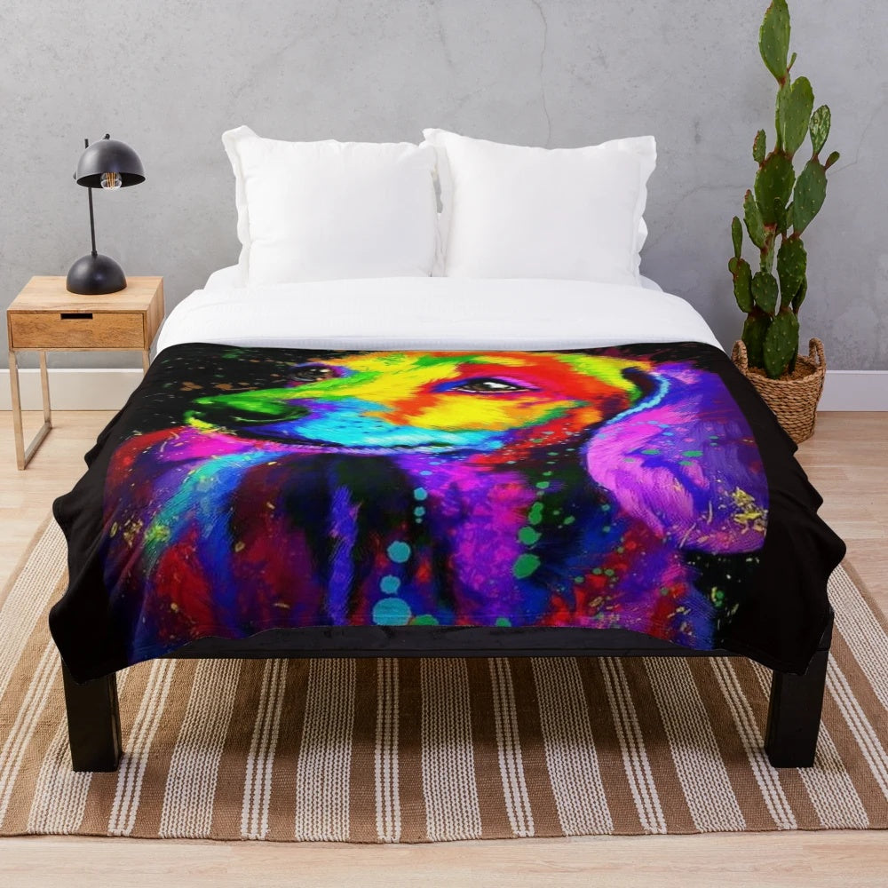 Colorful dachshund dog pop art design on plush blanket