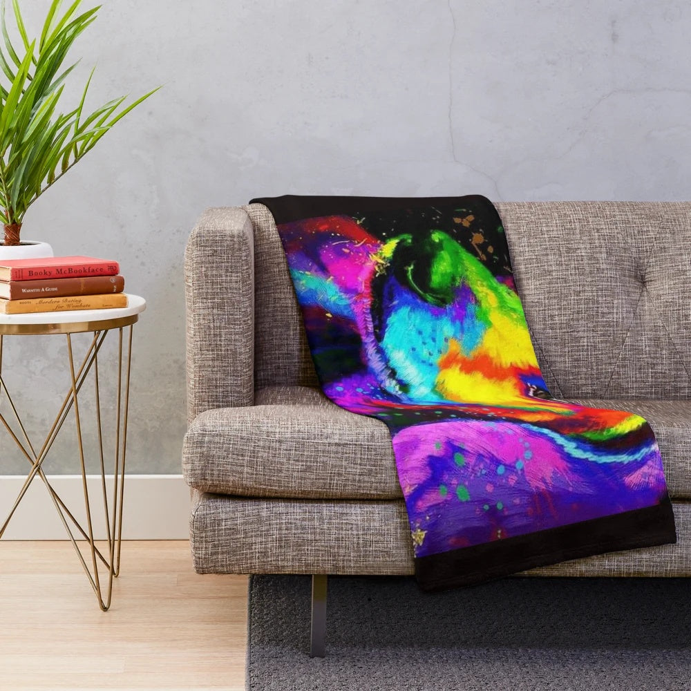 Colorful dachshund dog pop art design on plush blanket