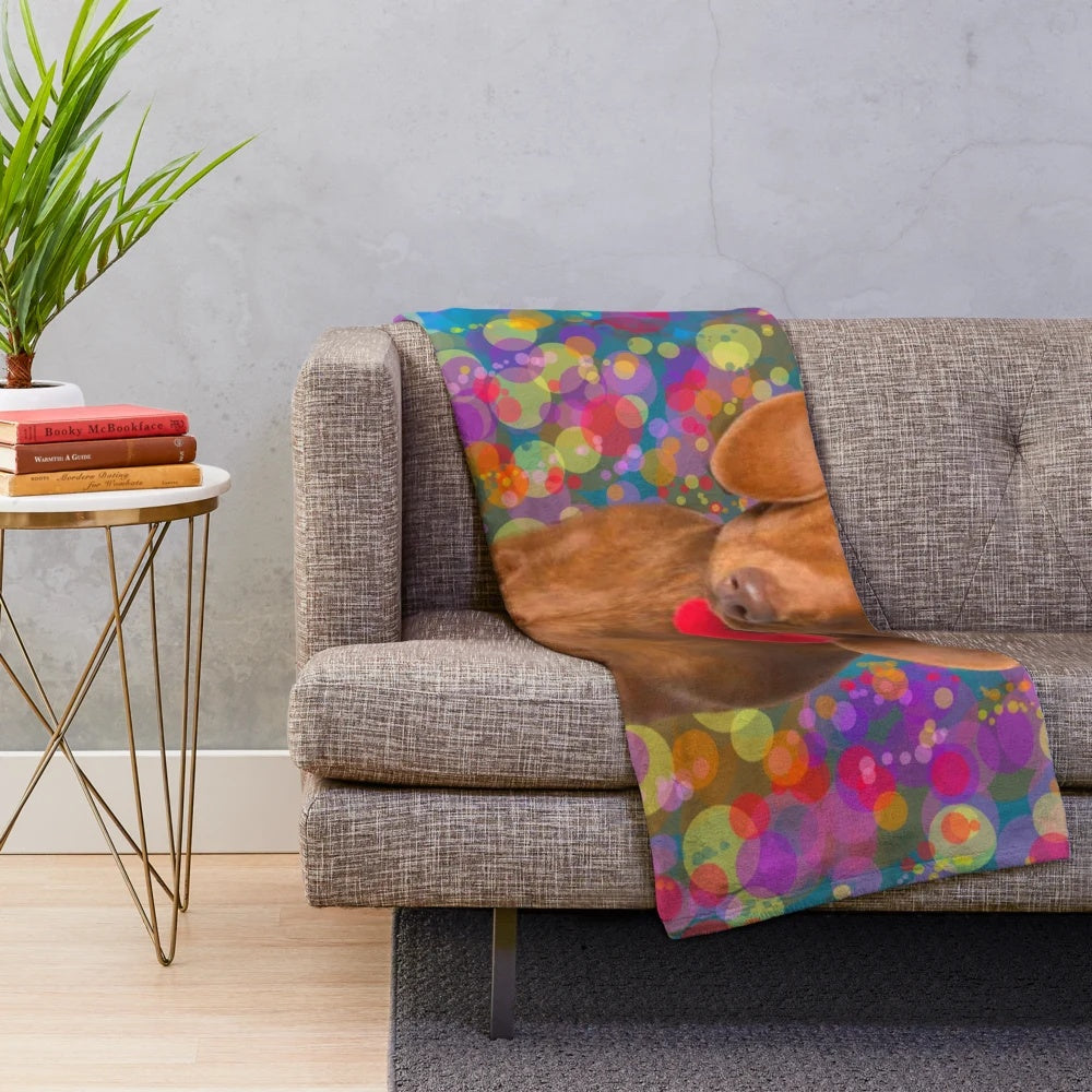 Vibrant dachshund plush blanket