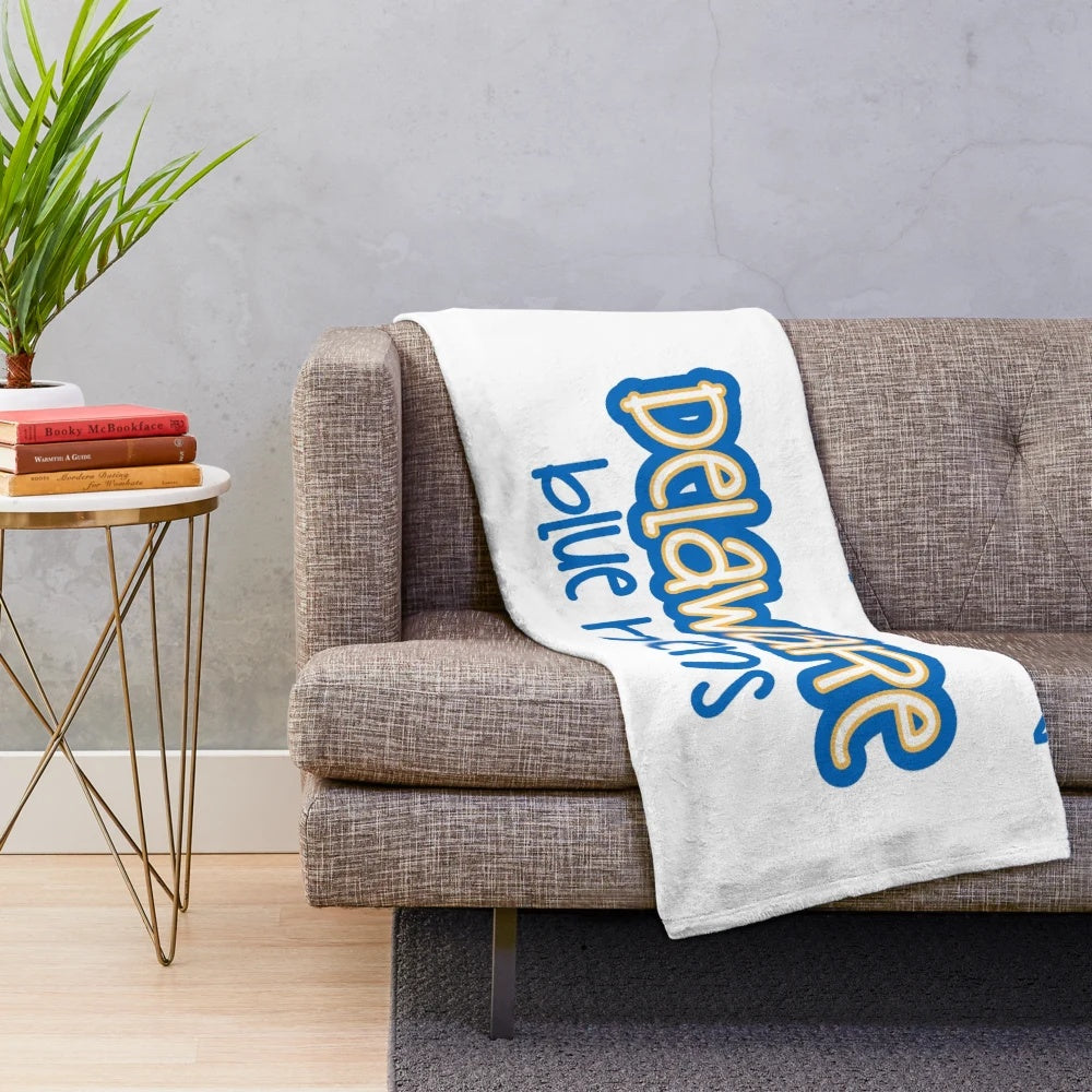 Colorful tie-dye pattern plush blanket featuring Delaware state design