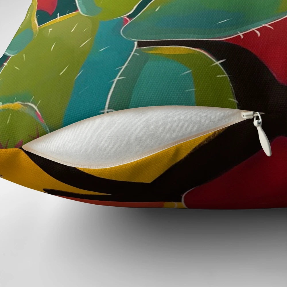 Vibrant desert landscape design printed on a soft, comfortable pillow