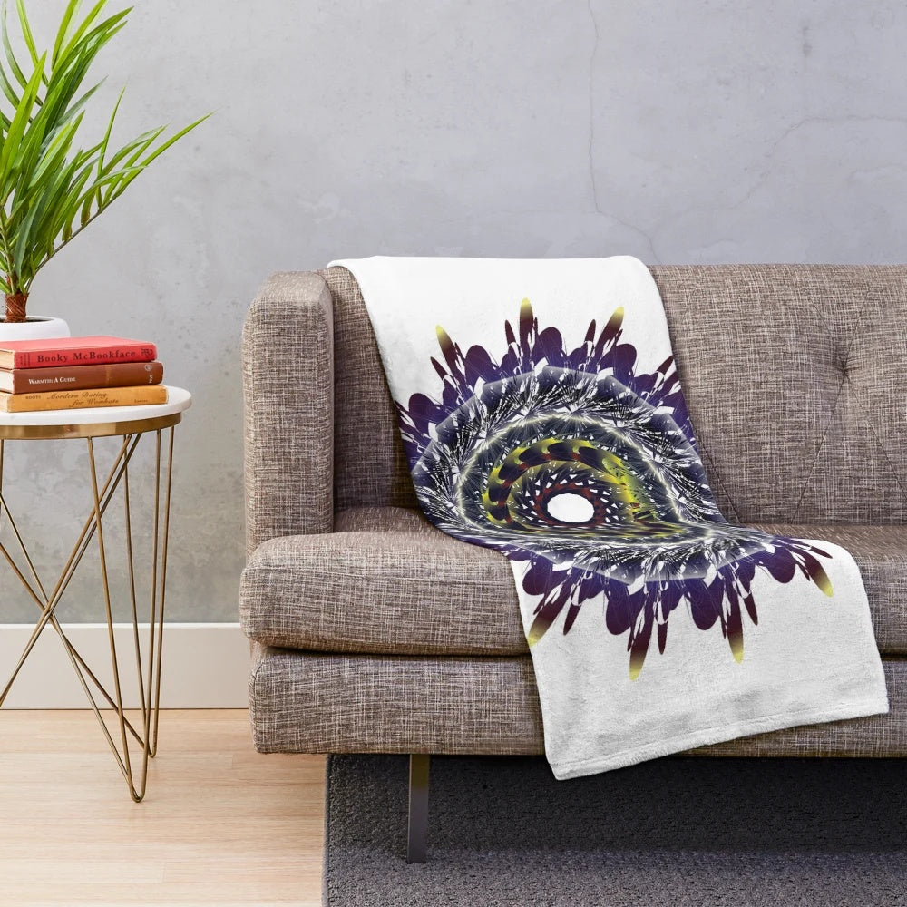 Vibrant and contemporary plush blanket with abstract geometric design