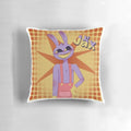 Colorful digital circus-themed throw pillow featuring the TADC JAX design