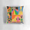 Colorful disco-themed pillow with a psychedelic, retro design