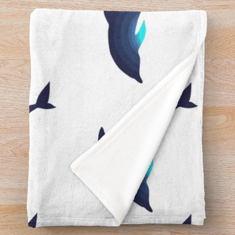 Colorful and abstract dolphin plush blanket featuring a legendary animal design