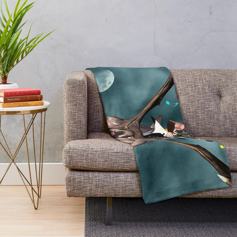 Colorful abstract dragon design plush blanket