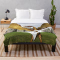 Colorful abstract dragon plush blanket with Stonehenge festival design