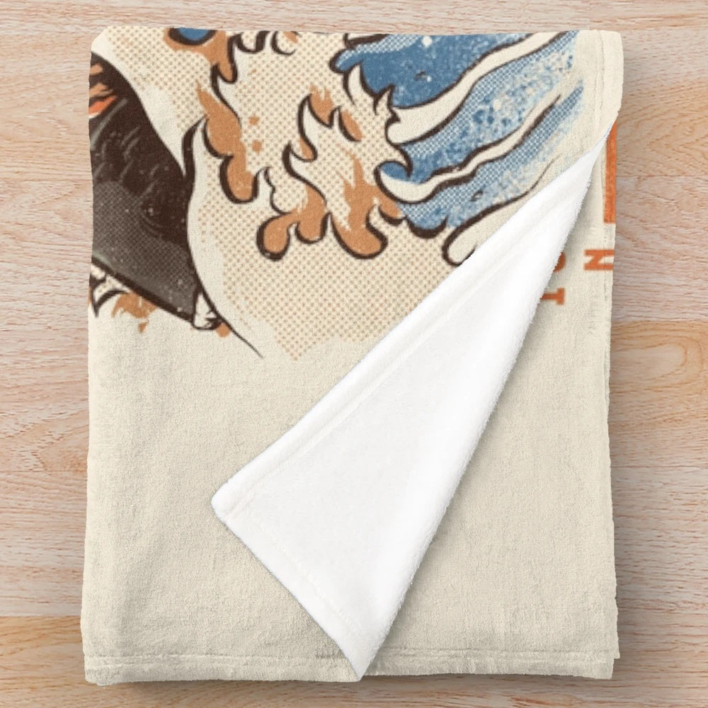 Colorful dragon sushi plush blanket with Japanese kaiju-inspired design