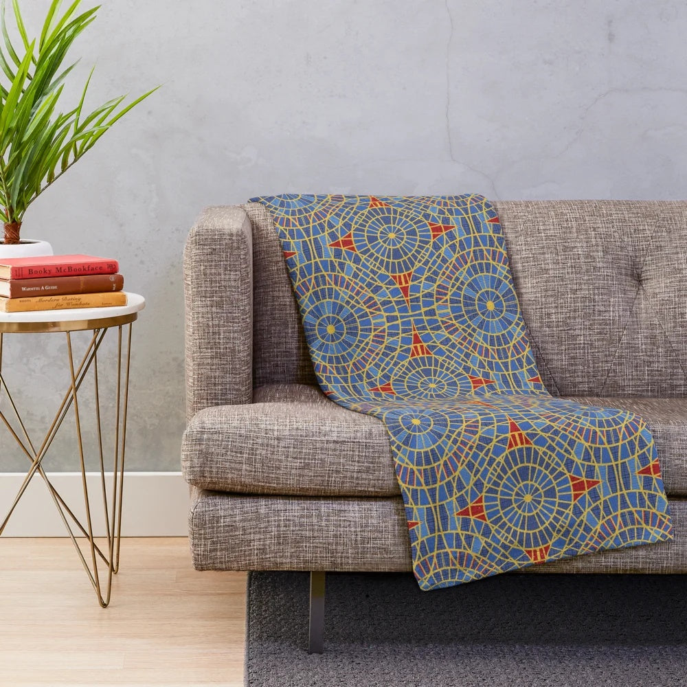 Colorful plush blanket featuring the iconic Dragoncon Marriott carpet pattern