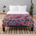Colorful dreamtime inspired Australian plush blanket